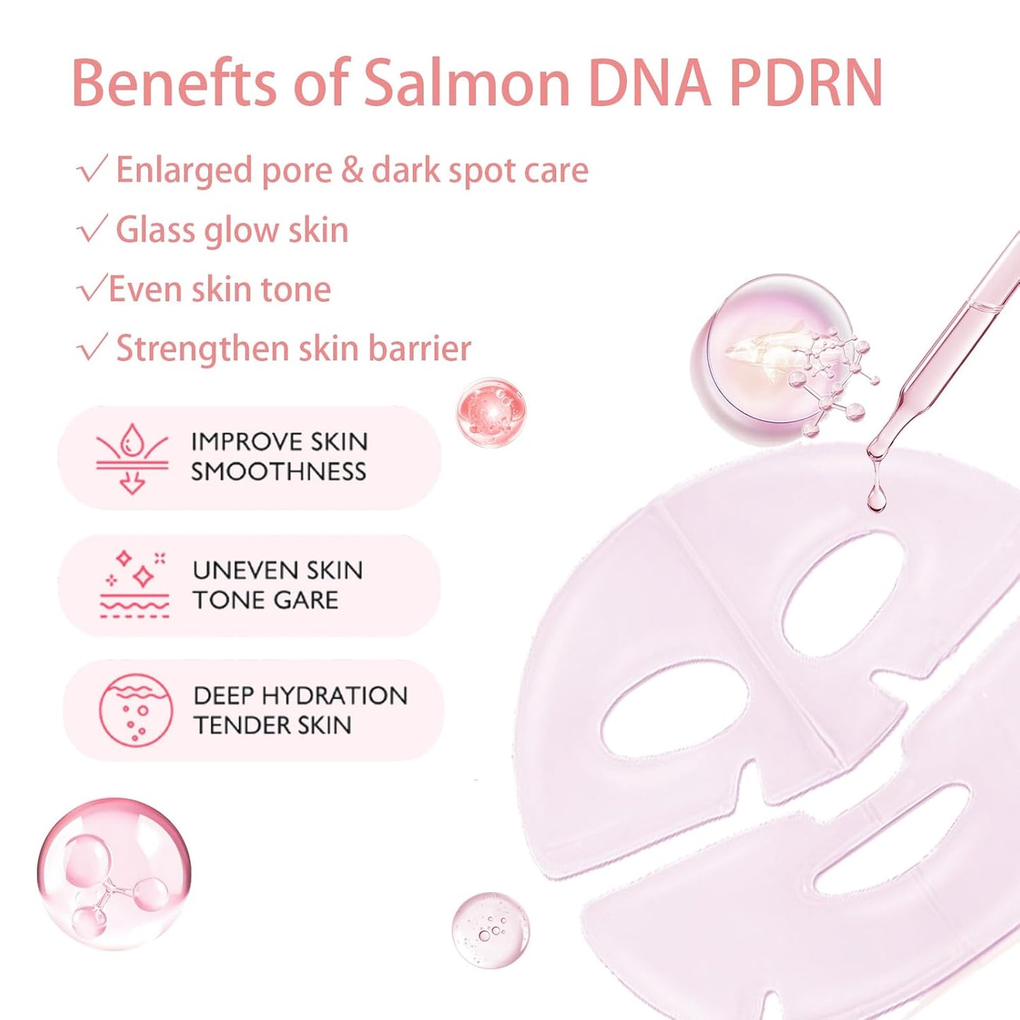 5 Pack Salmon DNA PDRN Pink Collagen Gel Face Mask, Overnight Hydrogel Real Deep Mask Korean Skincare - Enhancing Recovery for All Skin Types and Radiance Boost, Elasticity, Hydrating, Firming