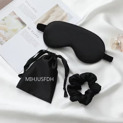 3Pcs Set Women Imitated Silk Sleep Eye Mask Eye Patches Face Mask Eyeshade Blindfold Travel Rest Eye Cover Night Eyeshade