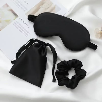 3Pcs Set Women Imitated Silk Sleep Eye Mask Eye Patches Face Mask Eyeshade Blindfold Travel Rest Eye Cover Night Eyeshade