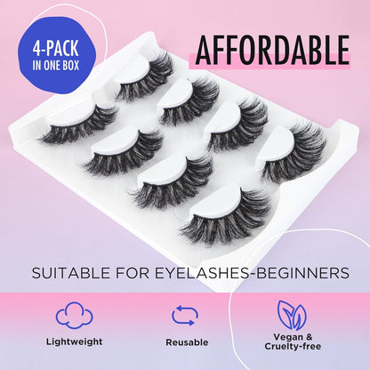 Russian Lashes - Fake Eyelashes, Faux Mink, Synthetic, Pair, Black