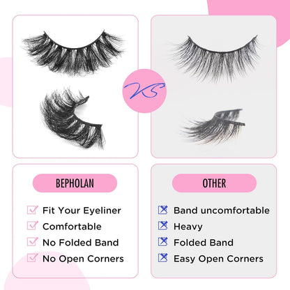 Russian Lashes - Fake Eyelashes, Faux Mink, Synthetic, Pair, Black