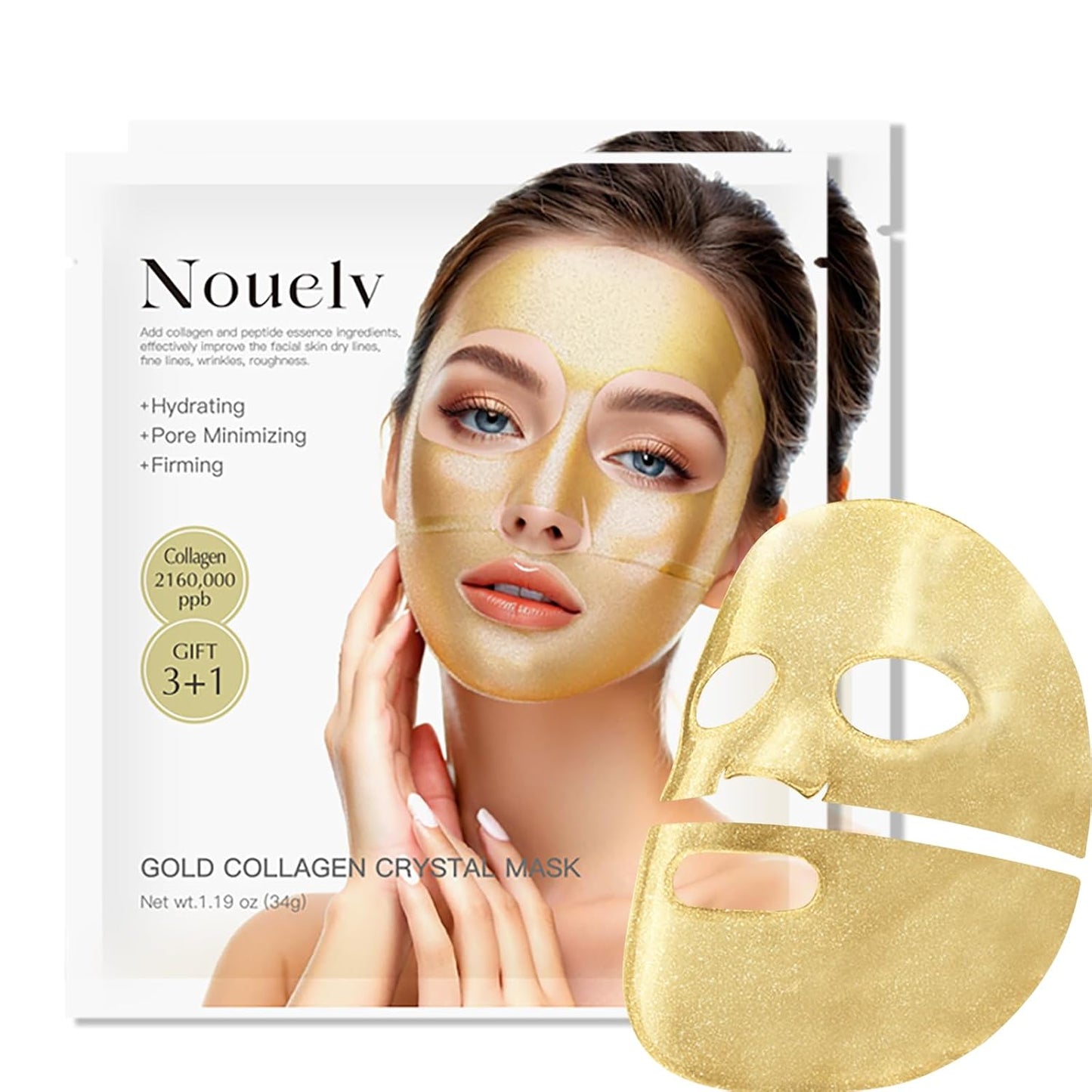 24K Gold Bio Collagen Face Mask, Hydrating Bio Collagen Mask Overnight Collagen Mask Hydrating Collagen Real Deep Mask Skin (34G X2Ea)