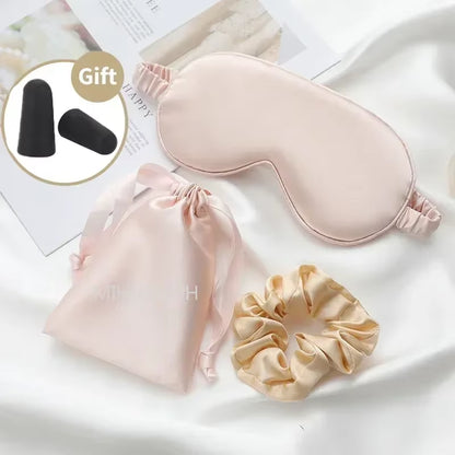 3Pcs Set Women Imitated Silk Sleep Eye Mask Eye Patches Face Mask Eyeshade Blindfold Travel Rest Eye Cover Night Eyeshade