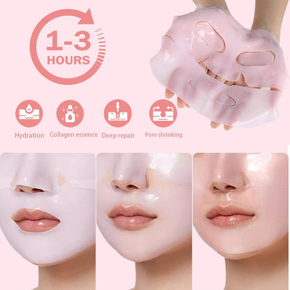 5 Pack Salmon DNA PDRN Pink Collagen Gel Face Mask, Overnight Hydrogel Real Deep Mask Korean Skincare - Enhancing Recovery for All Skin Types and Radiance Boost, Elasticity, Hydrating, Firming